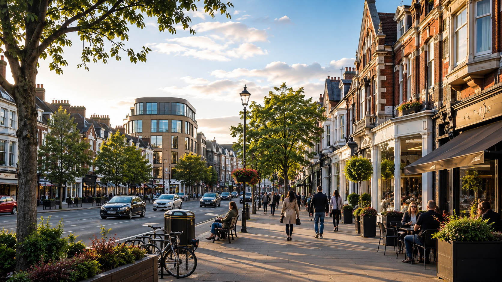 London Borough of Barnet business area with local shops, offices and North London streets
