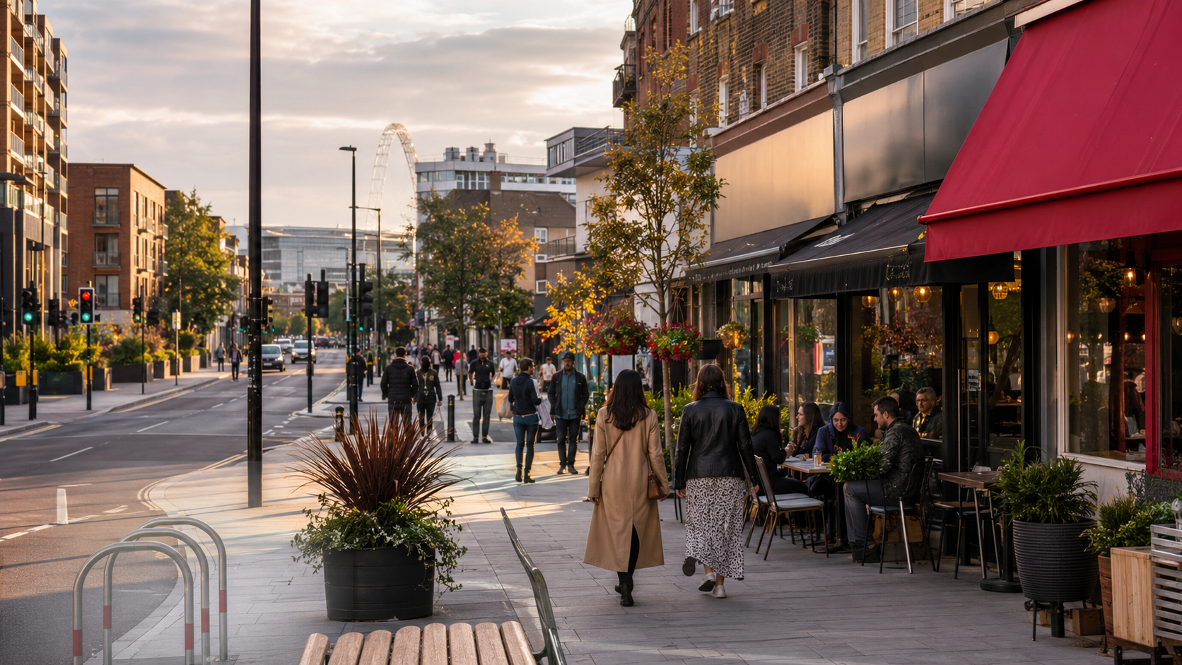 London Borough of Brent business area with local shops, offices and Northwest London streets