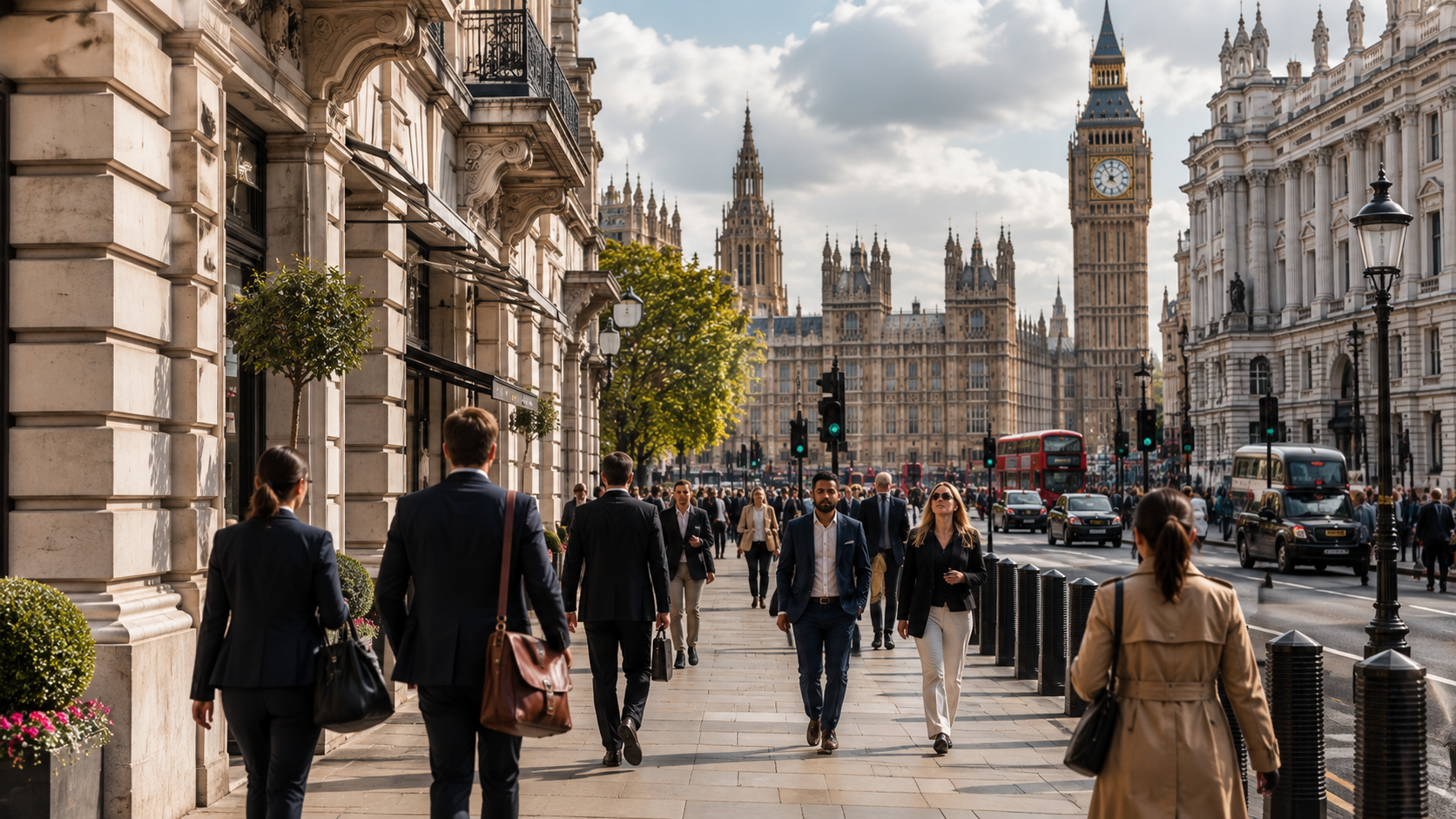 Westminster business district and Central London landmarks
