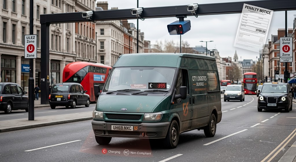 non-compliant-van-driving-through-London-under-ANPR-camera-monitoring
